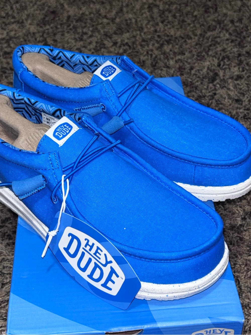 Hey Dude Wally Canvas Blue White Slip-On Casual Shoes 40700-425 Mens Size 8 New
